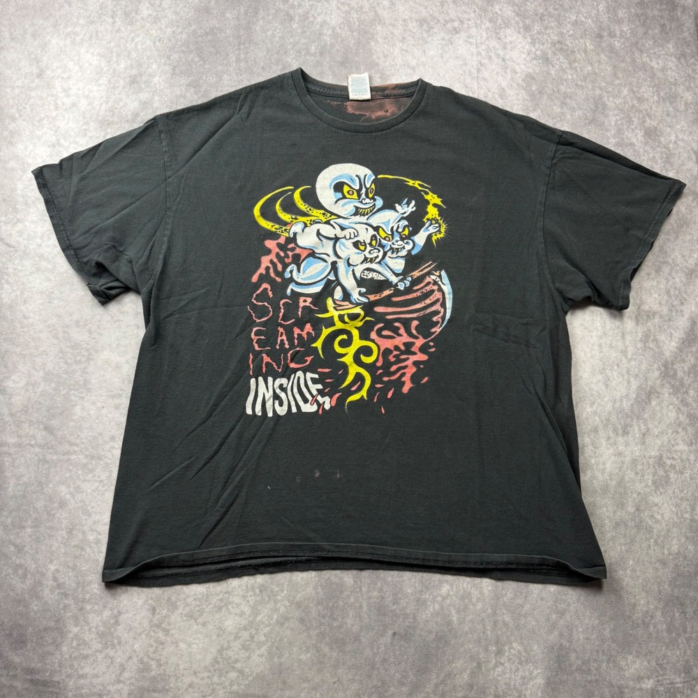 Delta Pro Weight Screaming Inside Graphic T-Shirt Black Mens 2XL Distressed